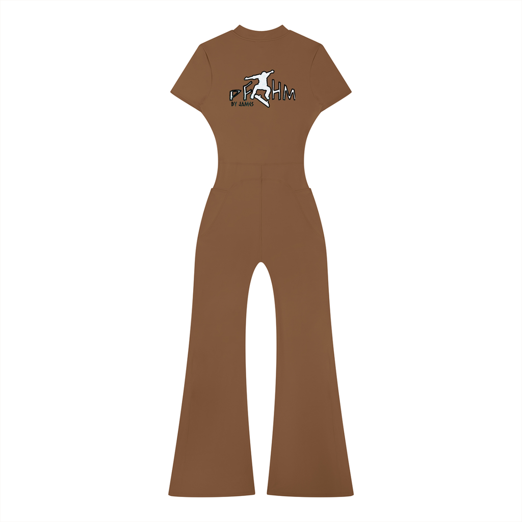Women’s Tight Flared Leg Quarter-Zip Jumpsuit
